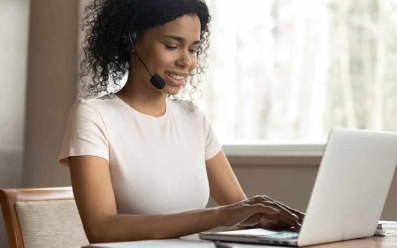 Advisor on a video call with a client